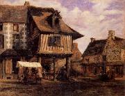 Pierre etienne theodore rousseau A Market in Normandy Spain oil painting artist